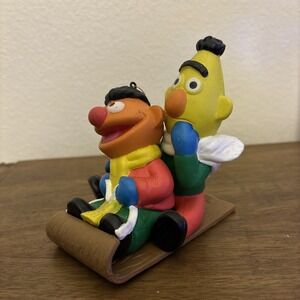 Vintage New Sesame Street Bert & Ernie on Sled Christmas Ornament Jim‎ Henson